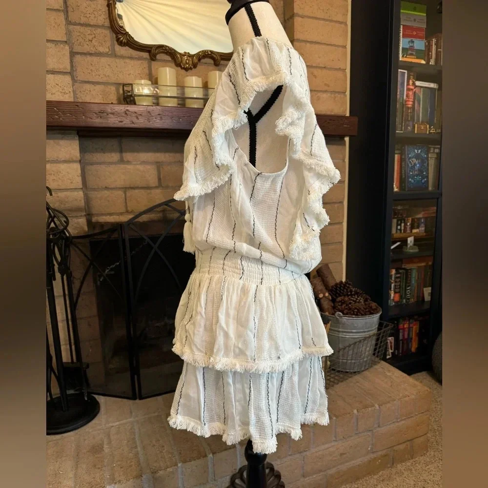 NWT SURF GYPSY Fringe Trim Ruffled Swim Cover Up - Large